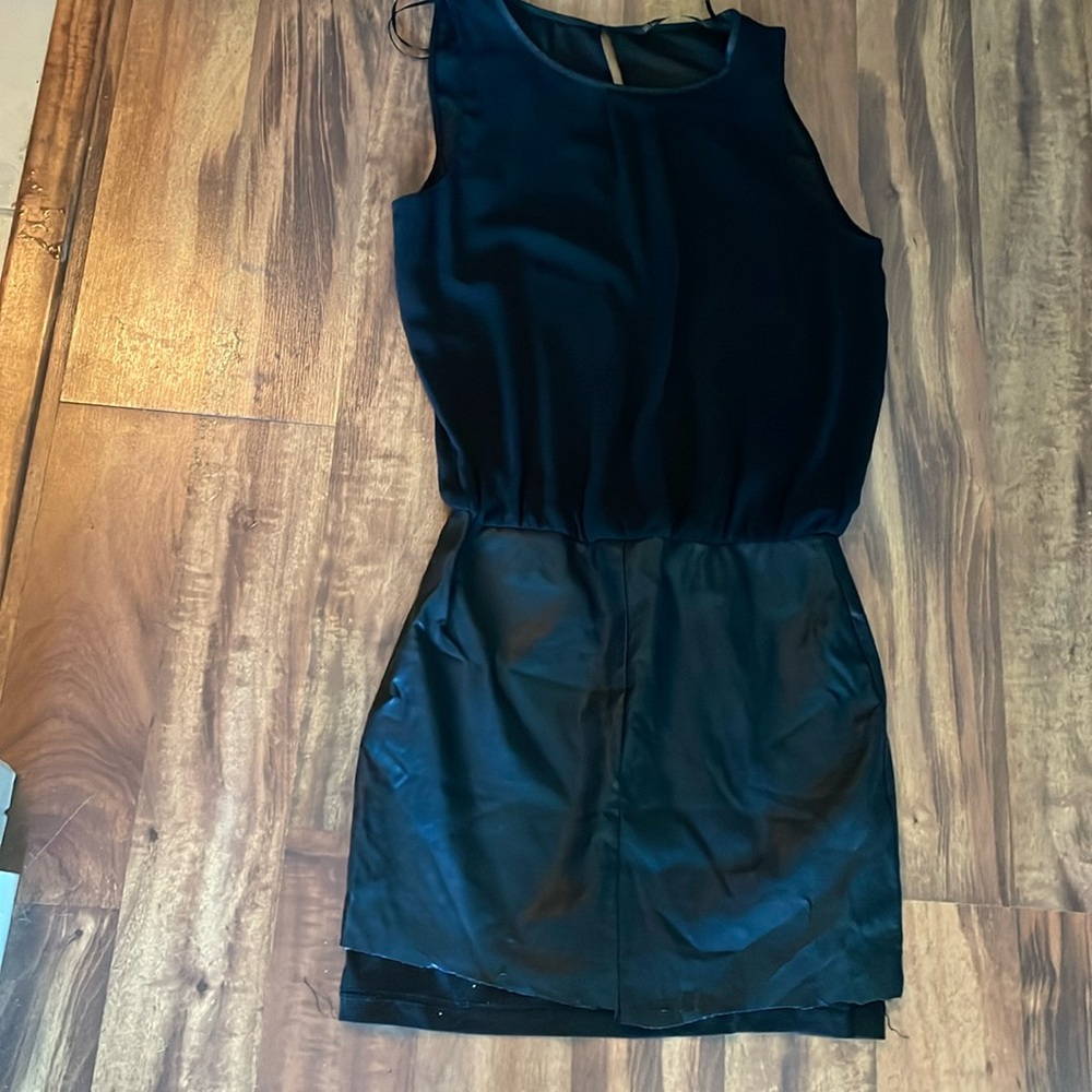 Zara dress pleather, rough hem, small